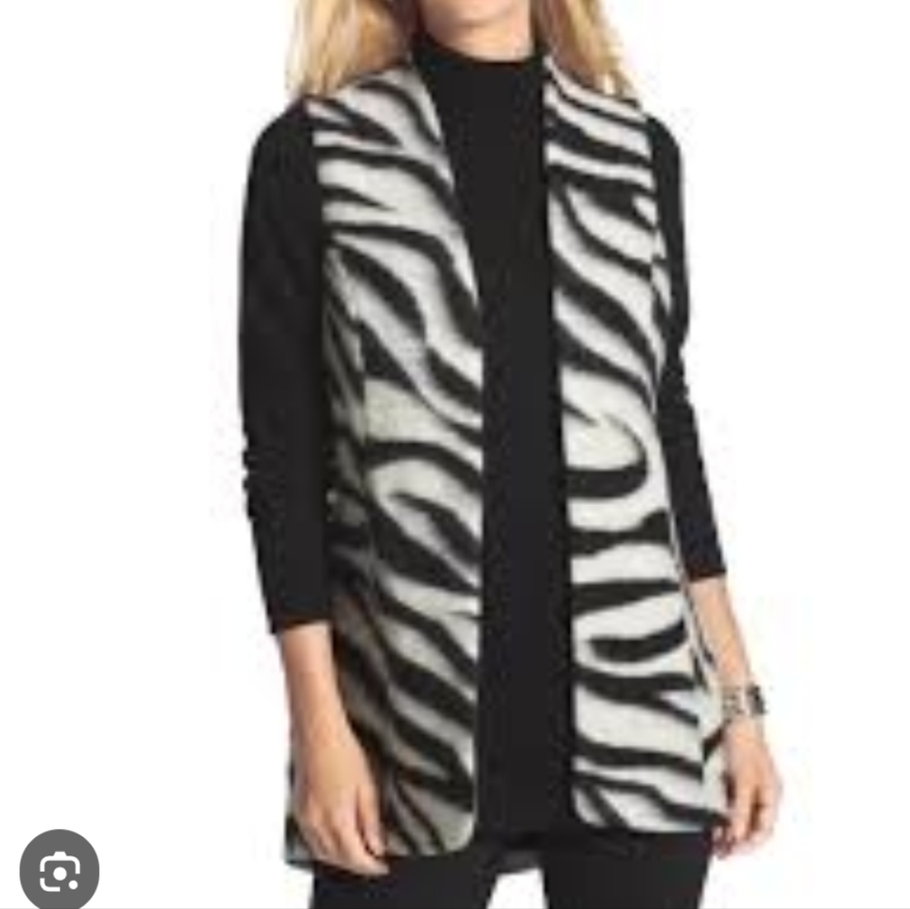 Chico's Bi-color Zebra Print Women's Wool Blend Vest